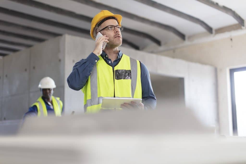contractor on phone